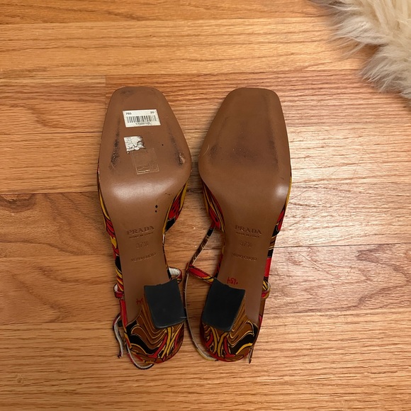 Prada satin printed block heel pumps - Picture 7 of 10